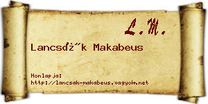 Lancsák Makabeus névjegykártya